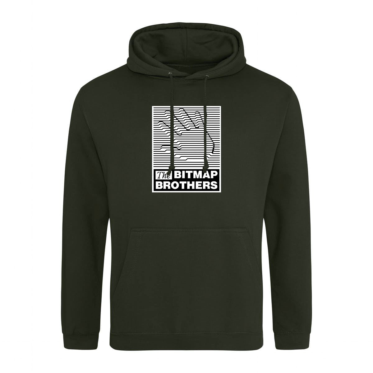Bitmap Brothers Chest Logo Retro Gaming Hoodie Hoodie Seven Squared Small 36" Chest Combat Green 