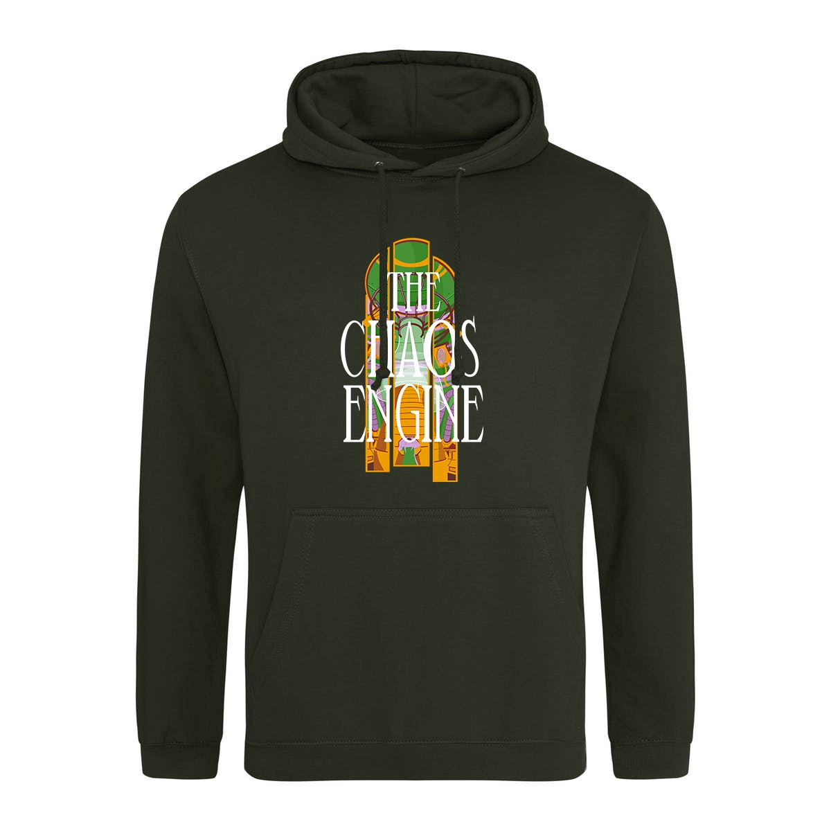 Chaos Engine Retro Gaming Hoodie Hoodie Seven Squared Small 36" Chest Combat Green 