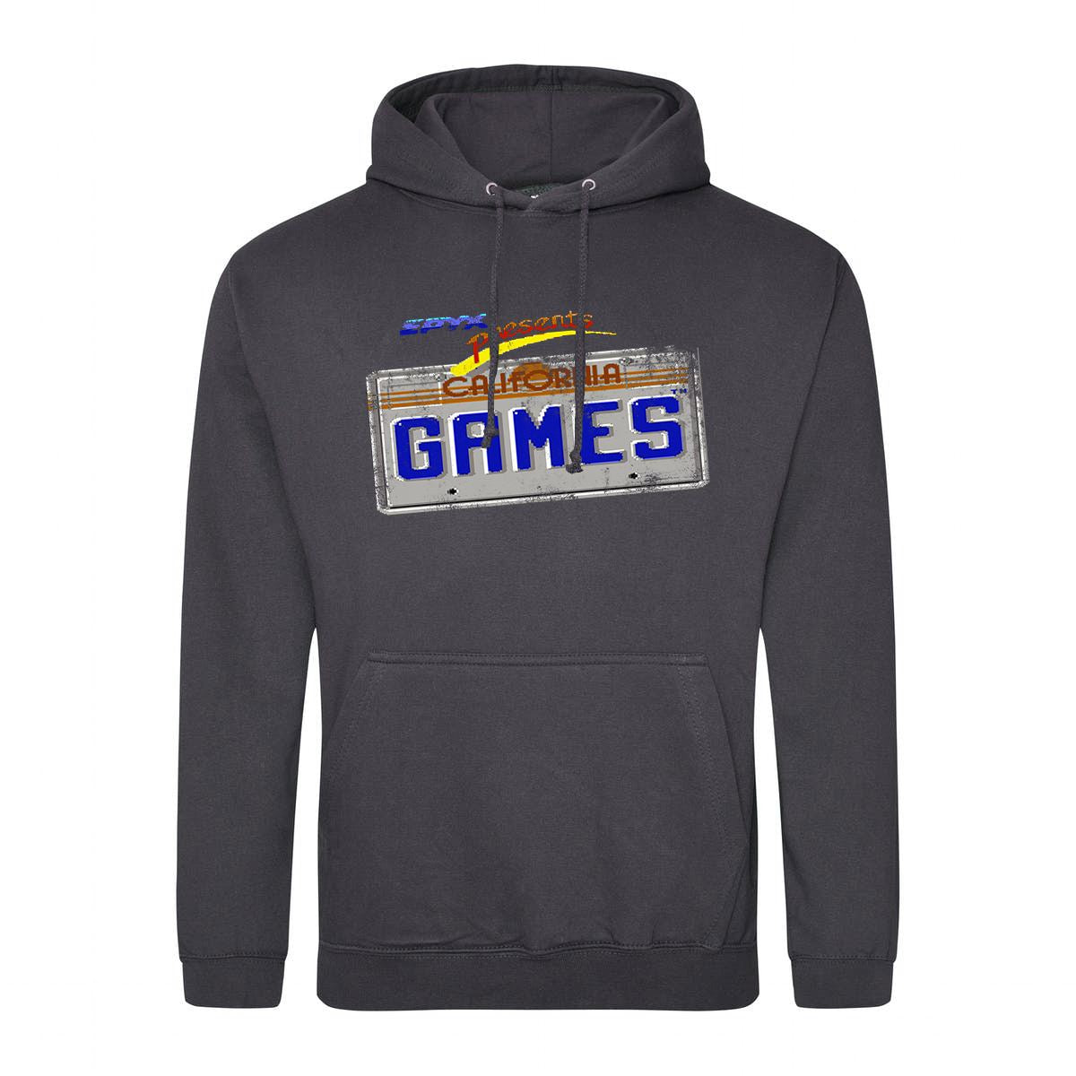 California Games Plate Retro Gaming Hoodie Hoodie Seven Squared Small 36" Chest Storm Grey 