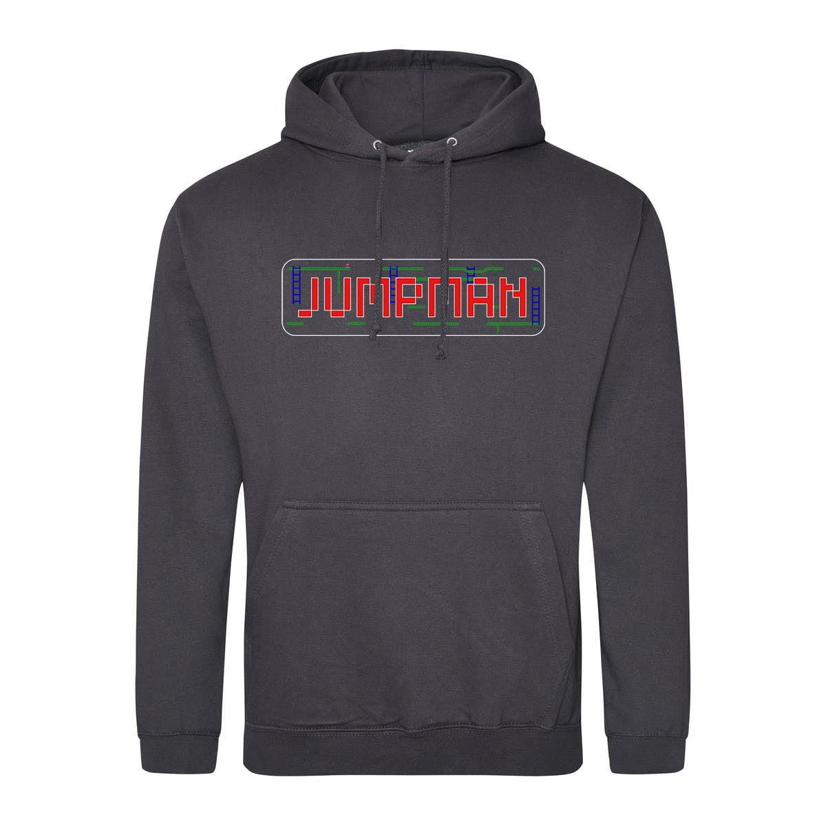 Jumpman Retro Gaming Hoodie Hoodie Seven Squared Small 36" Chest Storm Grey 
