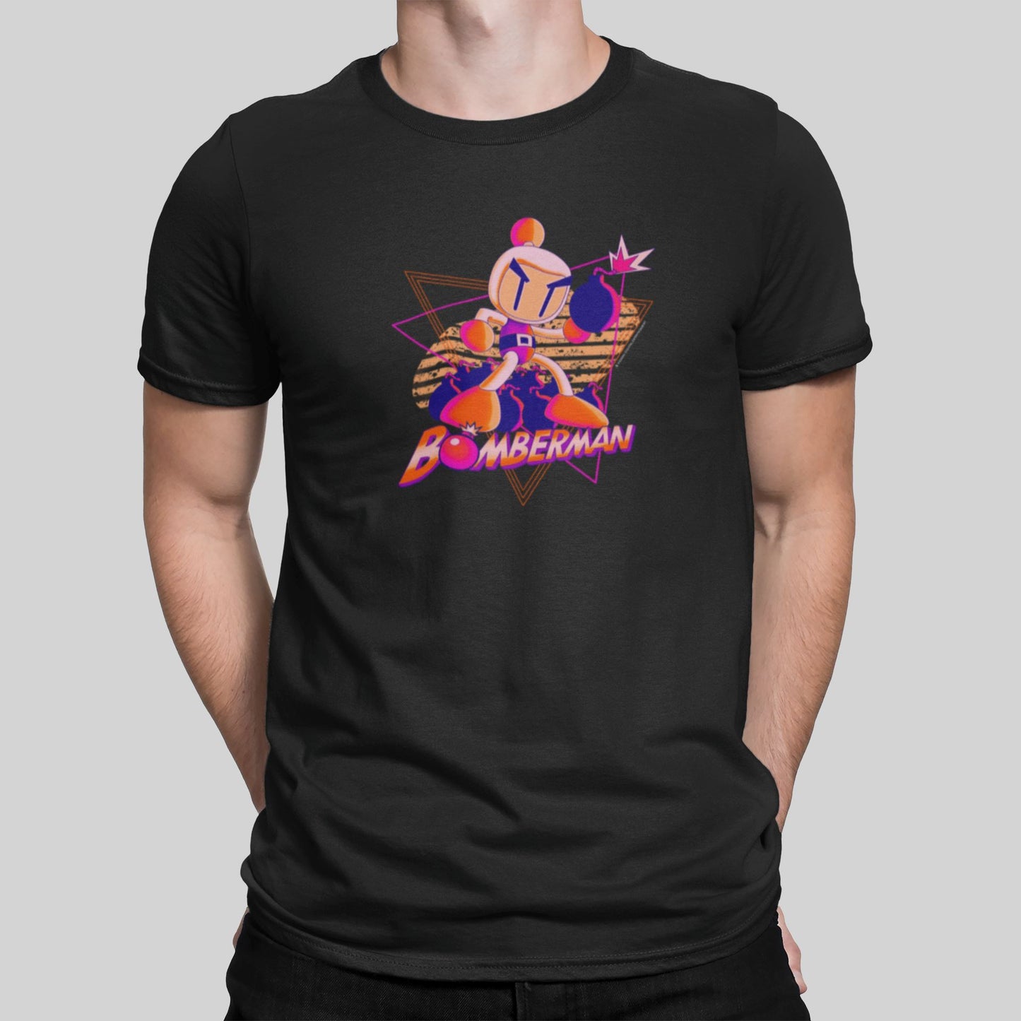 Super Bomberman Retro Gaming T-Shirt T-Shirt Seven Squared Small 34-36" Black 