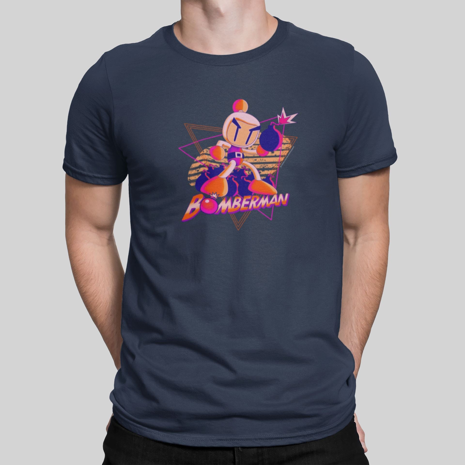 Super Bomberman Retro Gaming T-Shirt T-Shirt Seven Squared Small 34-36" Navy 