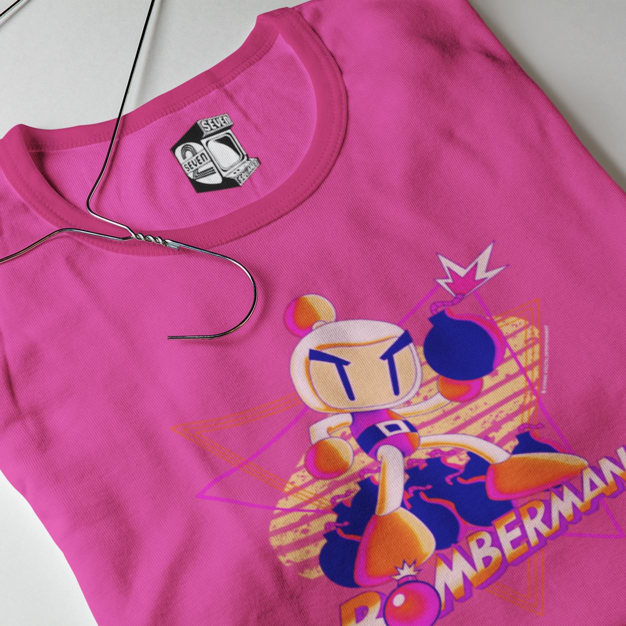 Super Bomberman Retro Gaming T-Shirt T-Shirt Seven Squared Small 34-36" Trista Pink 