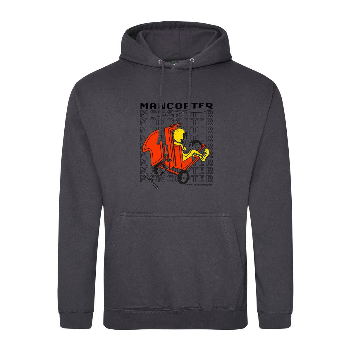 Mancopter Retro Gaming Hoodie Hoodie Seven Squared Small 36" Chest Storm Grey 