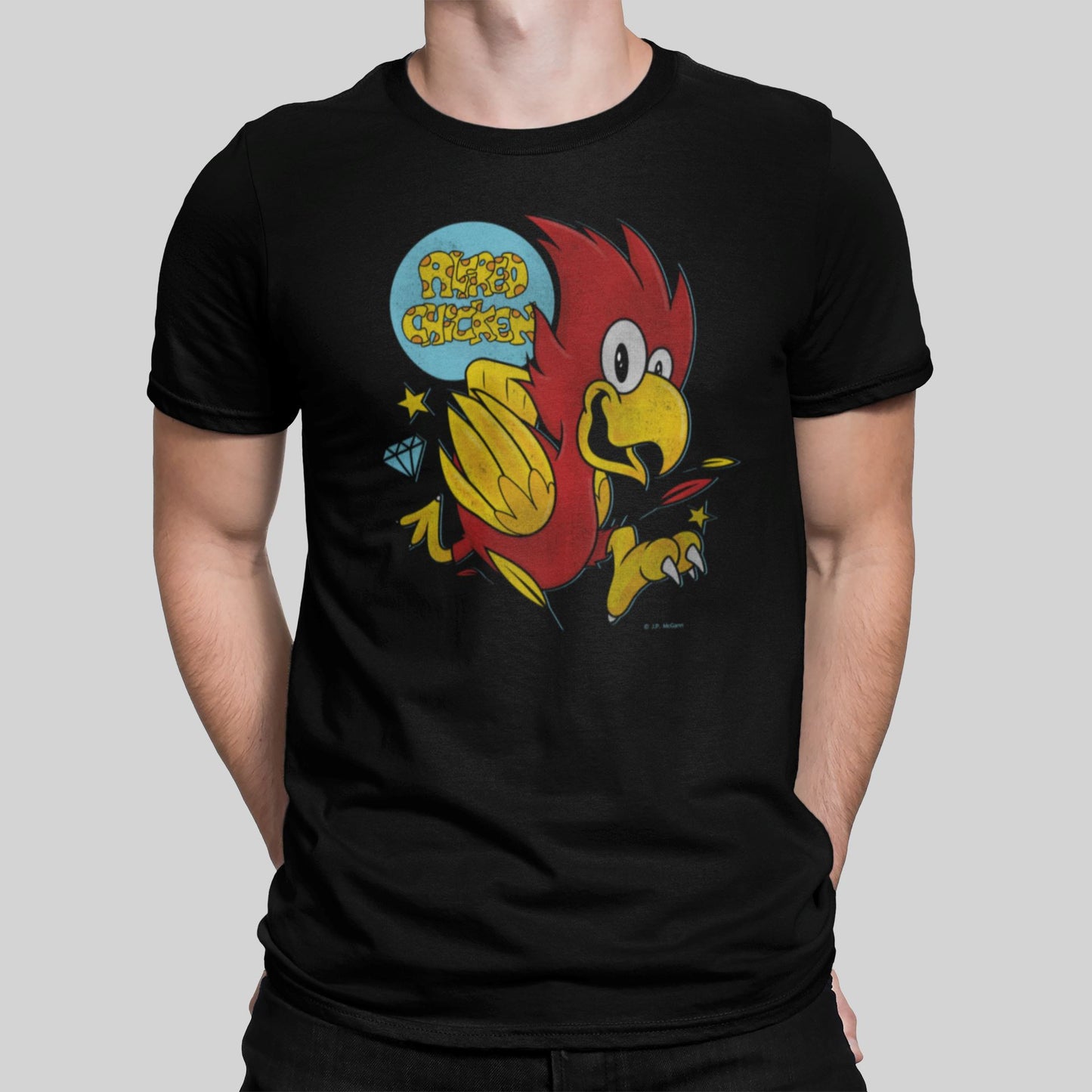 Alfred Chicken Retro Gaming T-Shirt T-Shirt Seven Squared Small 34-36" Black 