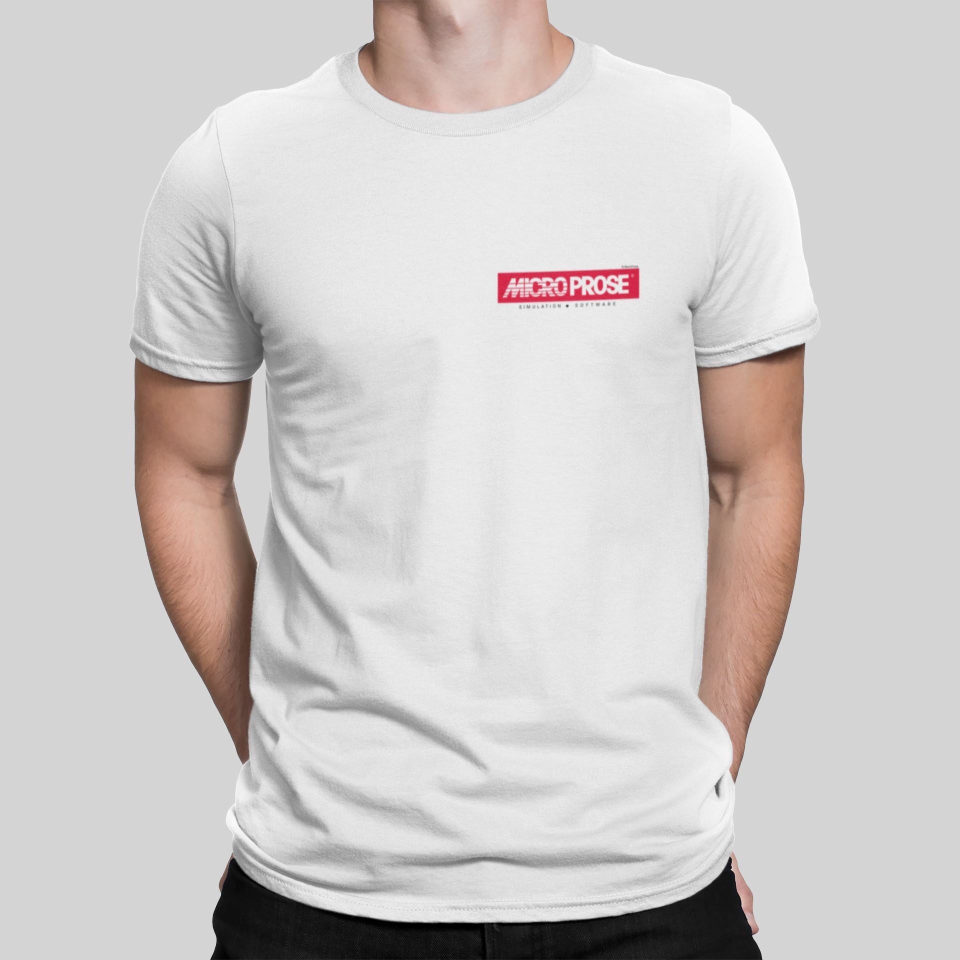 Microprose Pocket Logo Retro Gaming T-Shirt T-Shirt Seven Squared Small 34-36" White 