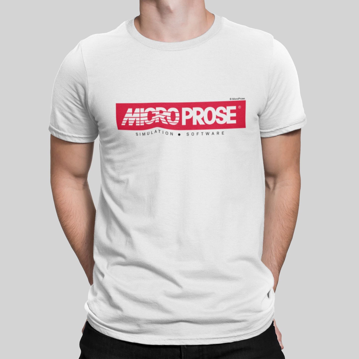 Microprose Logo Retro Gaming T-Shirt T-Shirt Seven Squared Small 34-36" White 