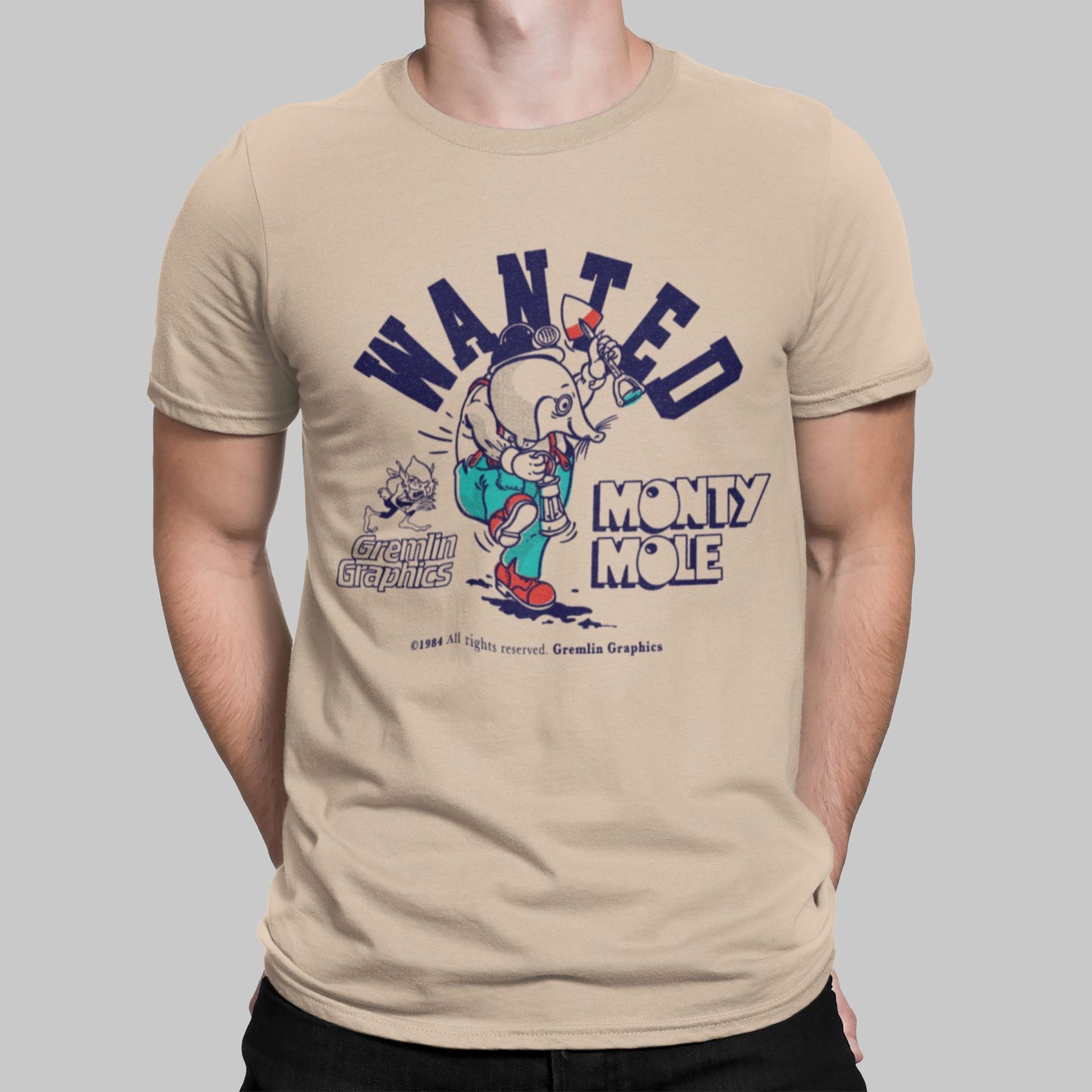 Monty Mole Retro Gaming T-Shirt T-Shirt Seven Squared Small 34-36" Natural 