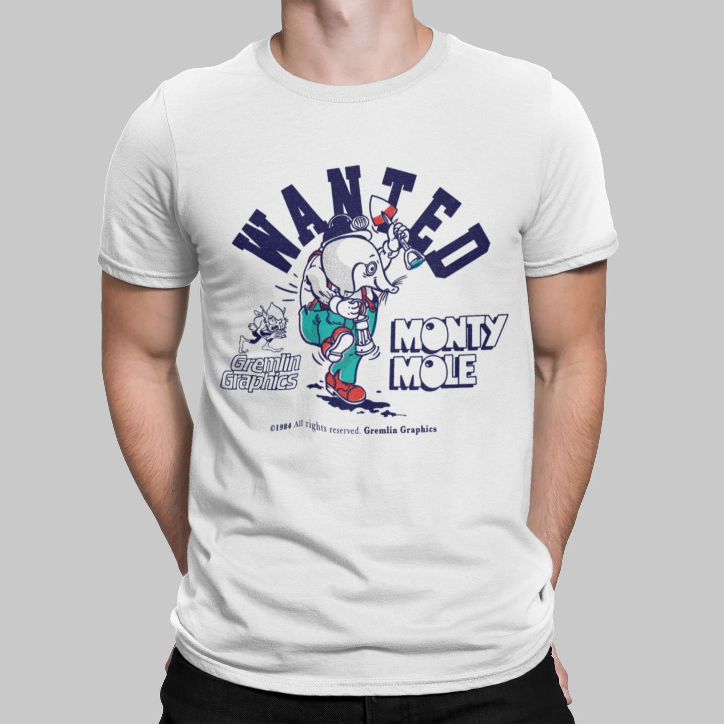 Monty Mole Retro Gaming T-Shirt T-Shirt Seven Squared Small 34-36" White 