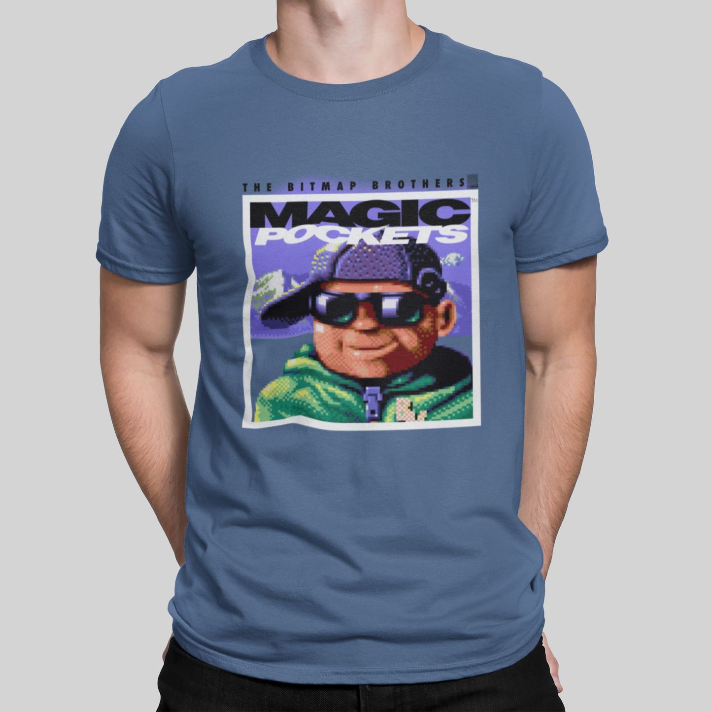 Magic Pockets Retro Gaming T-Shirt T-Shirt Seven Squared Small 34-36" Indigo Blue 
