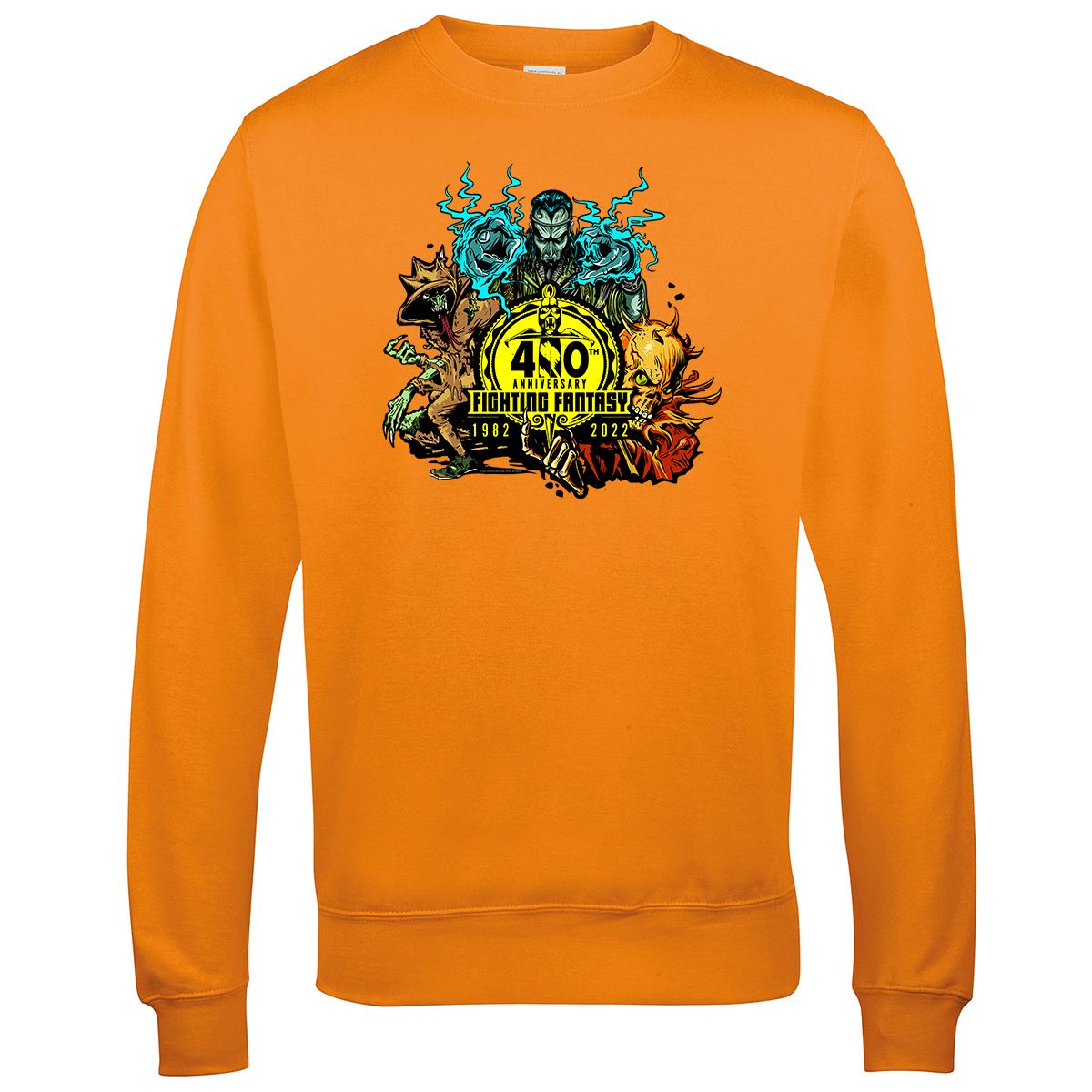 Fighting Fantasy 40th Anniversary Retro Gaming Sweatshirt Sweatshirt Seven Squared Small Orange Crush 