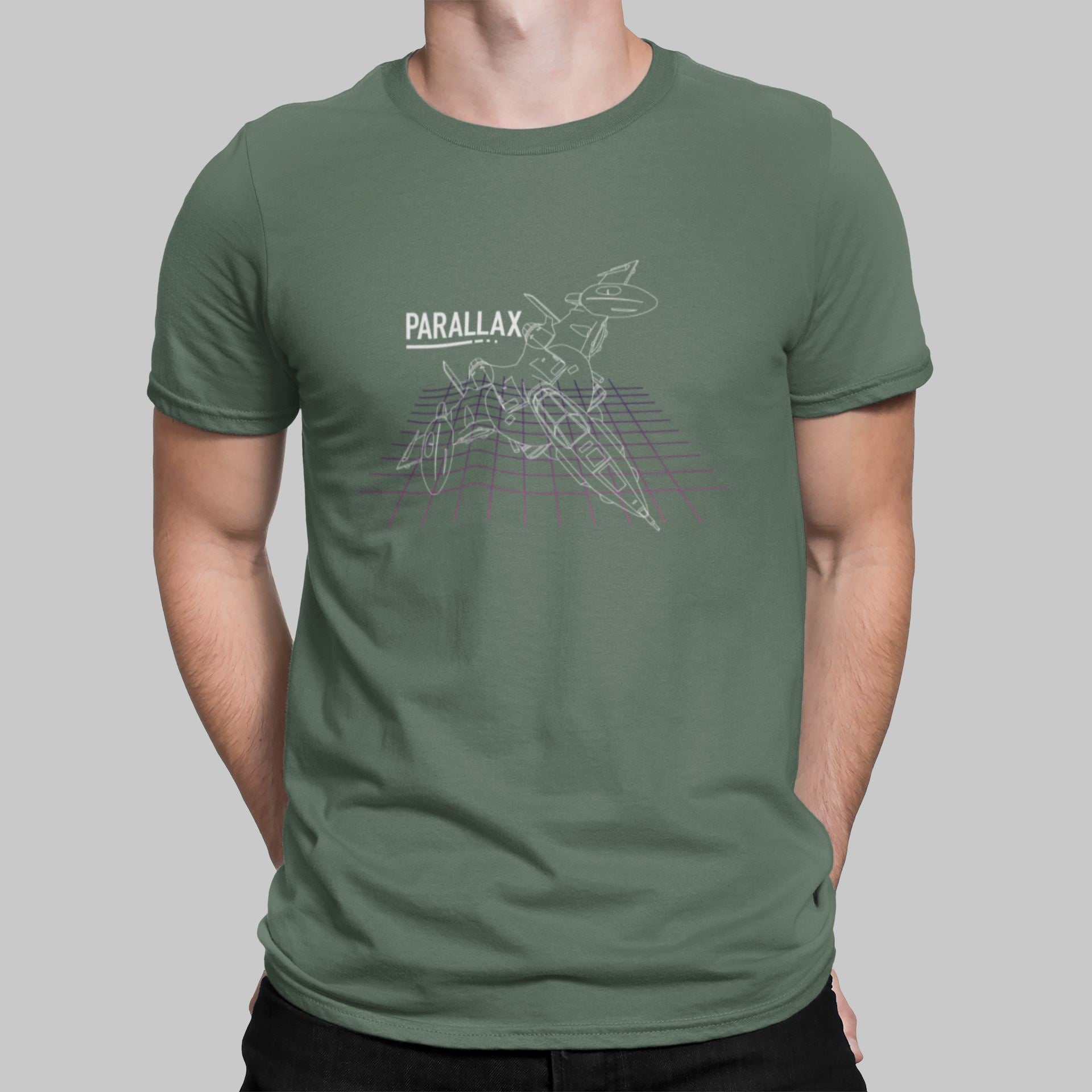 Parallax Retro Gaming T-Shirt T-Shirt Seven Squared Small 34-36" Military Green 