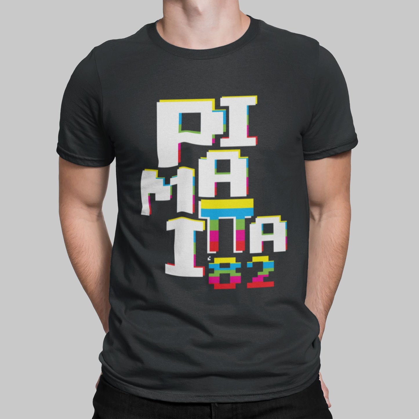 Pimania Retro Gaming T-Shirt T-Shirt Seven Squared Small 34-36" Black 