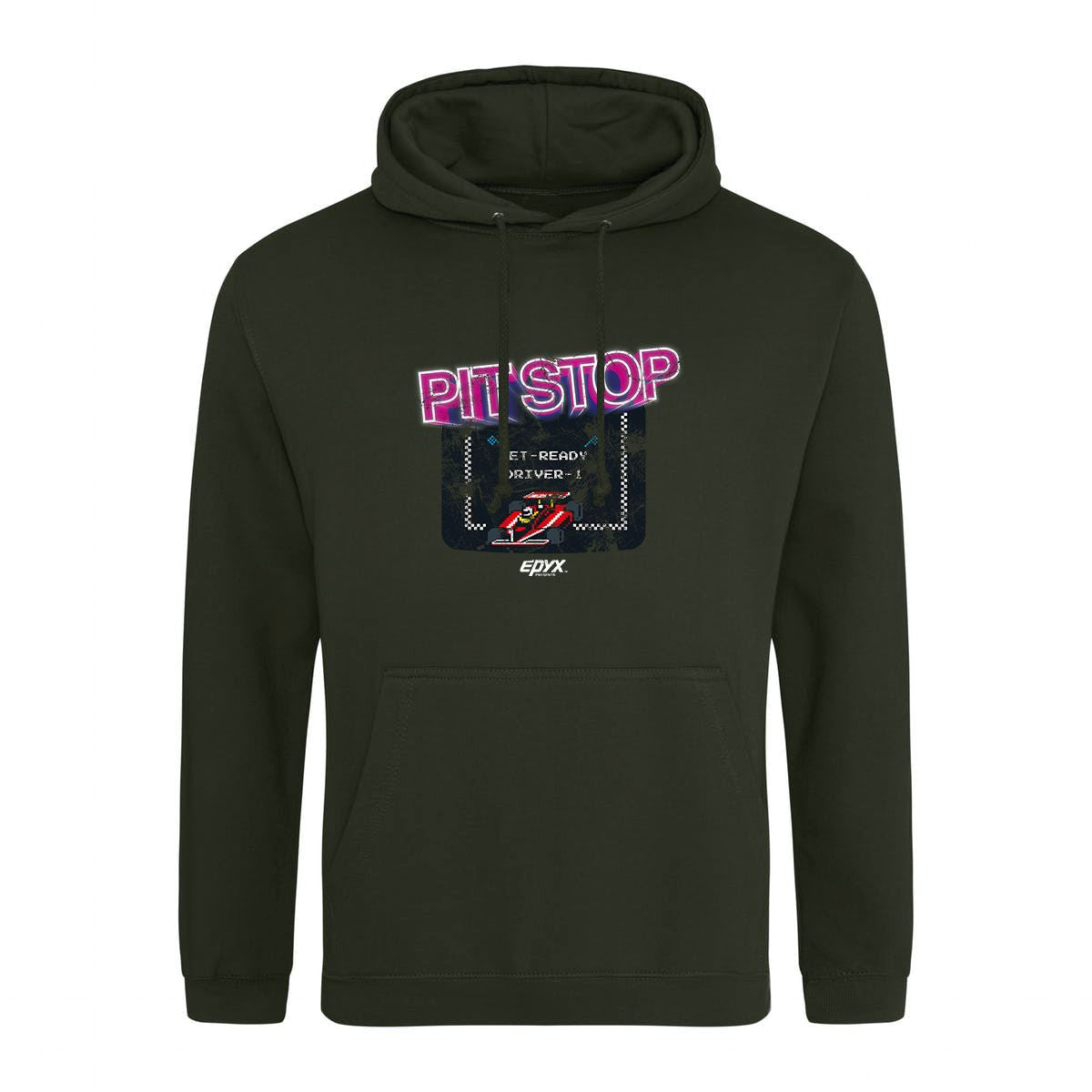 Pitstop Ready Driver 1 Retro Gaming Hoodie Hoodie Seven Squared Small 36" Chest Combat Green 