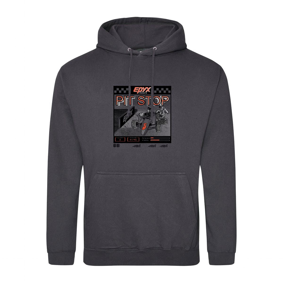 Pitstop Retro Gaming Hoodie Hoodie Seven Squared Small 36" Chest Storm Grey 