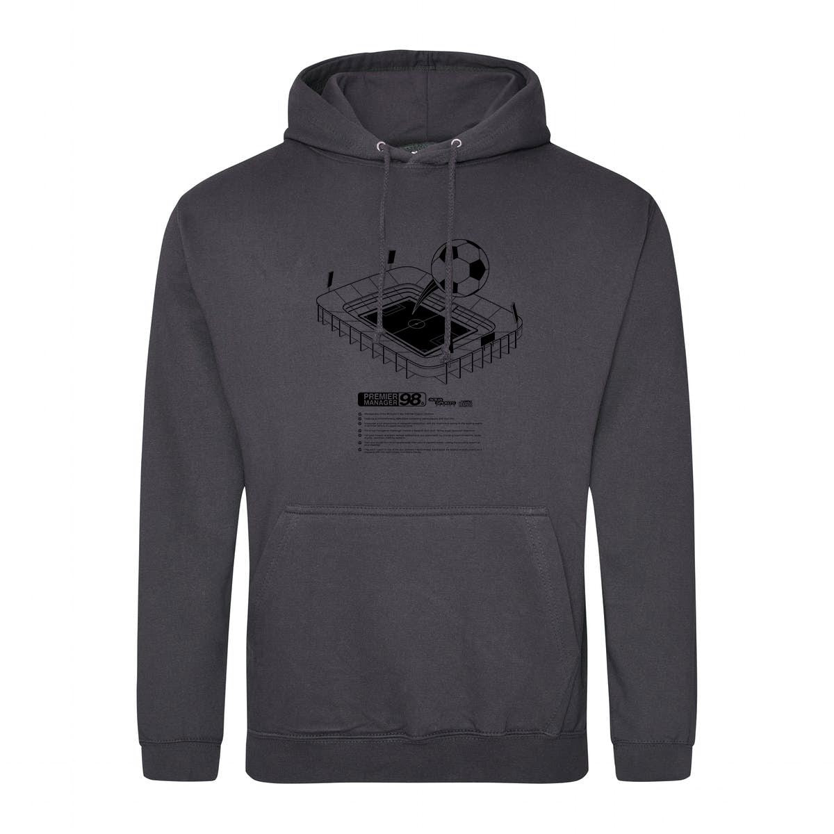 Premier Manager Retro Gaming Hoodie Hoodie Seven Squared Small 36" Chest Storm Grey 
