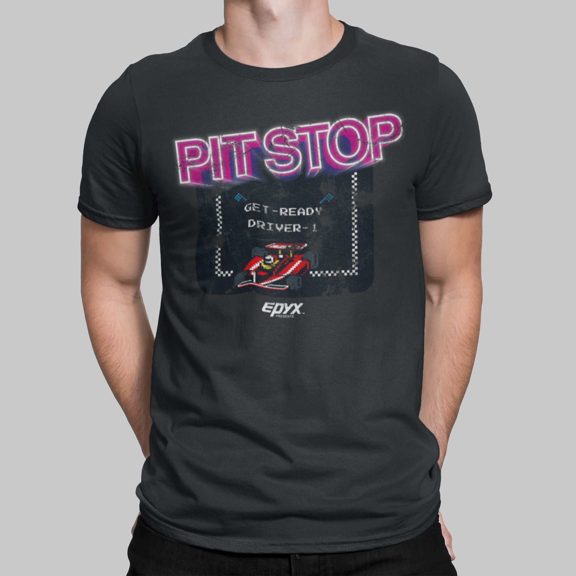 Pit Stop Ready Driver 1 Retro Gaming T-Shirt T-Shirt Seven Squared Small 34-36" Black 