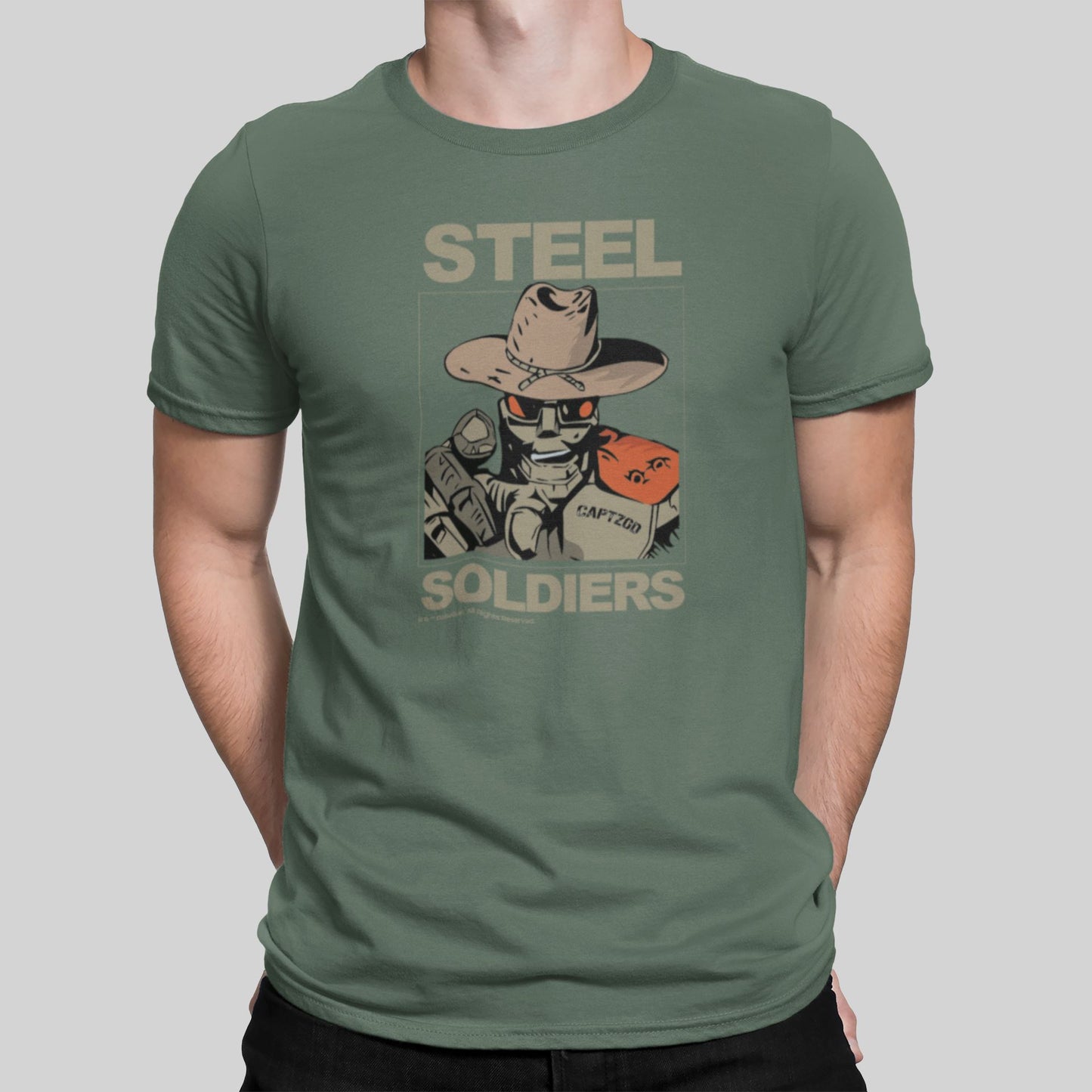 Z: Steel Soldiers Retro Gaming T-Shirt T-Shirt Seven Squared Small 34-36" Military Green 