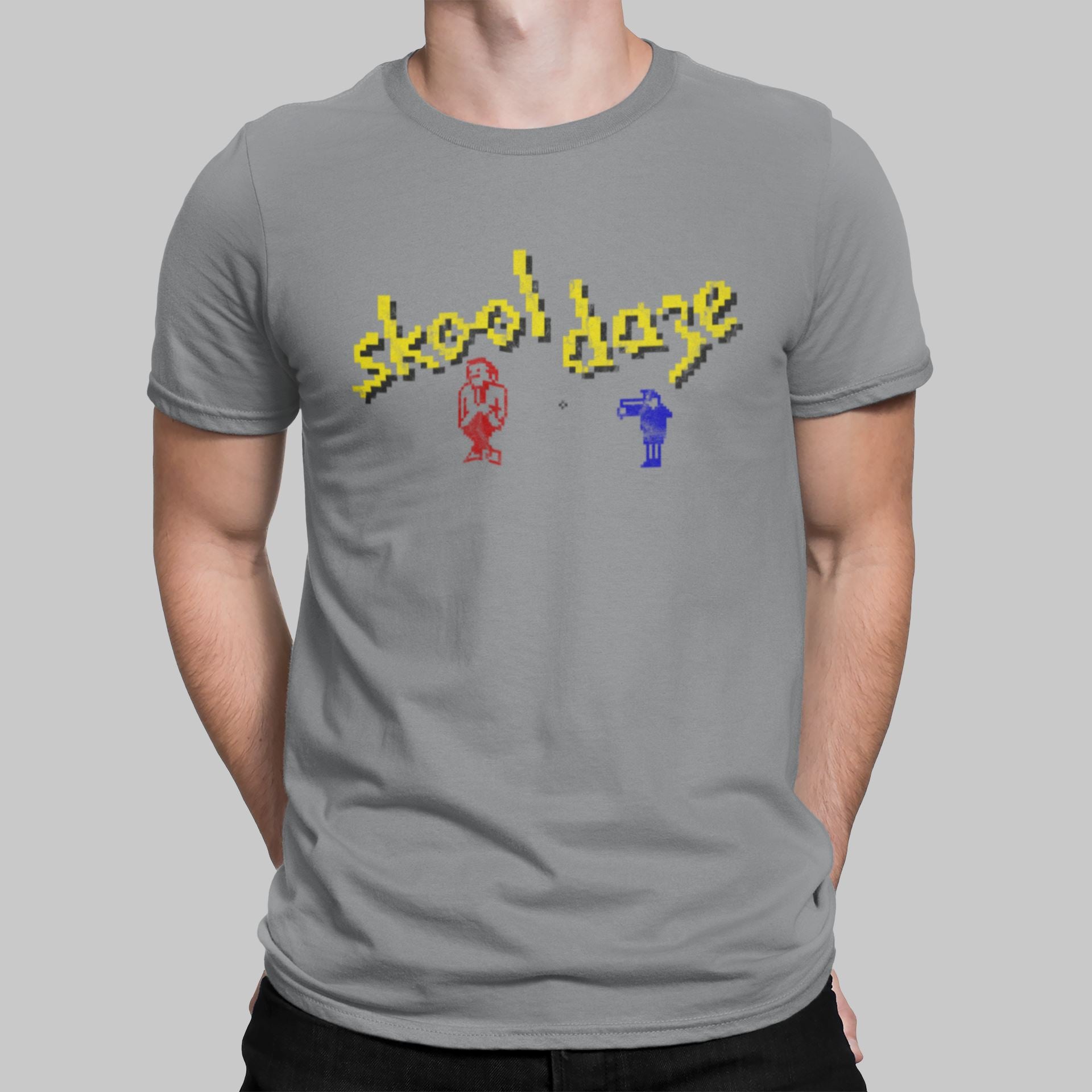 Skool Daze Logo Retro Gaming T-Shirt T-Shirt Seven Squared Small 34-36" Sport Grey 