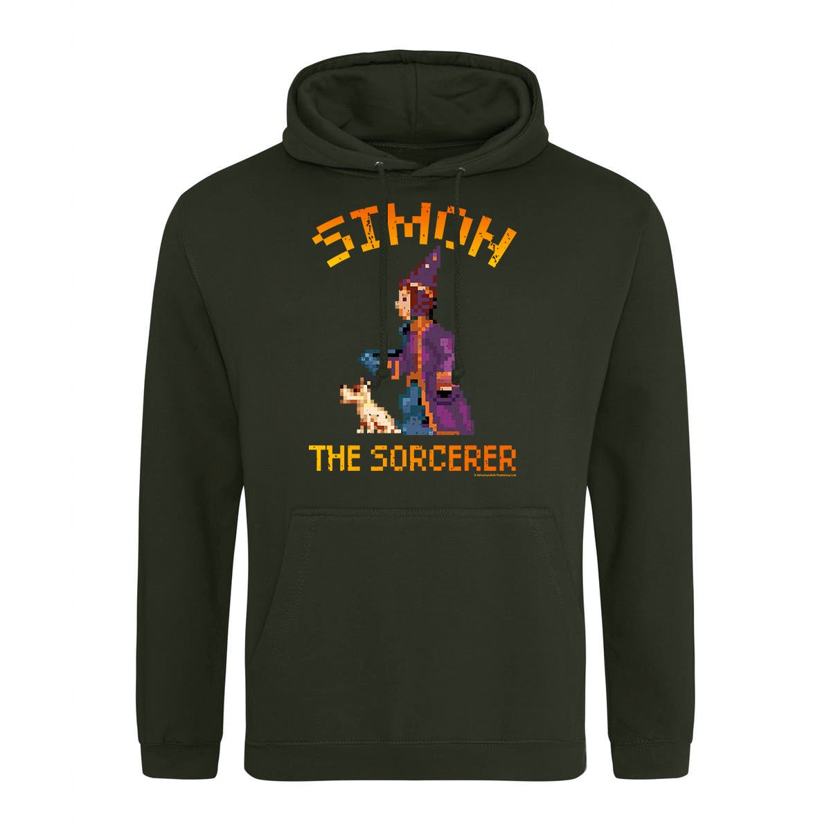 Simon The Sorcerer Retro Gaming Hoodie Hoodie Seven Squared Small 36" Chest Combat Green 