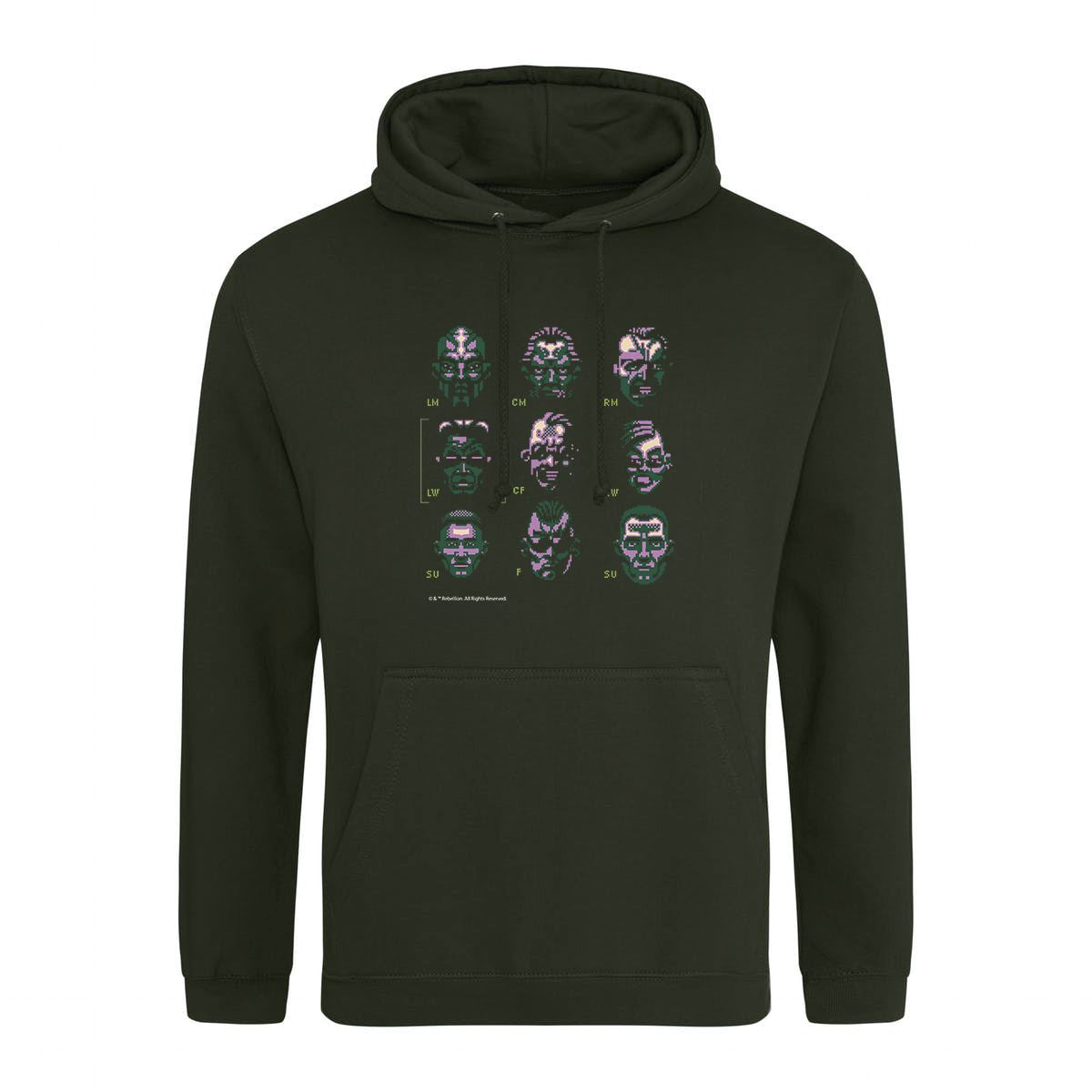 Speedball II Team Retro Gaming Hoodie Hoodie Seven Squared Small 36" Chest Combat Green 