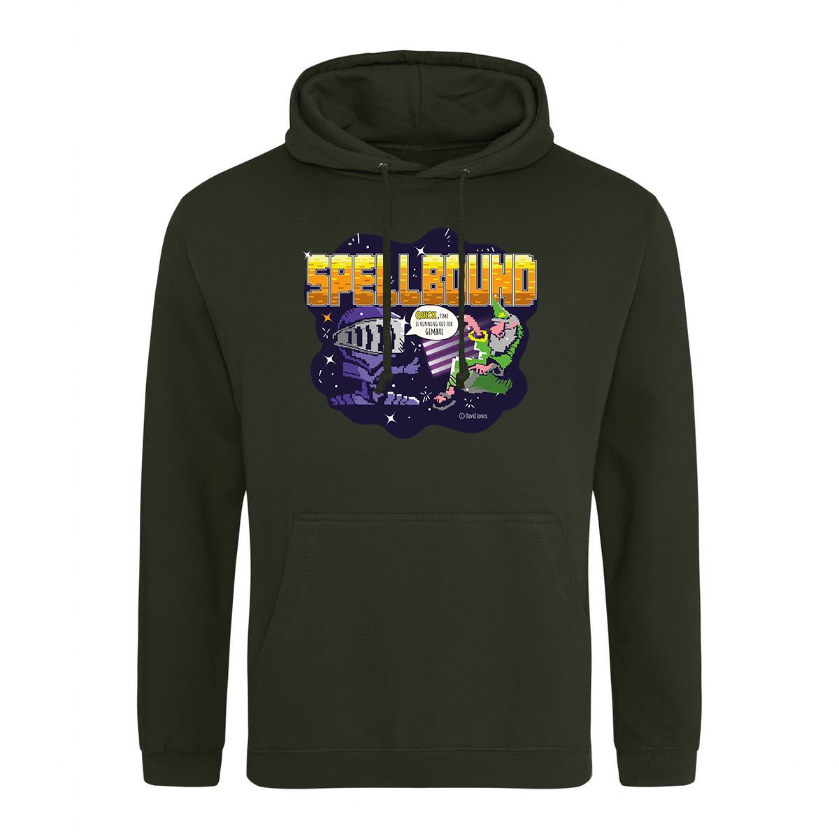 Spellbound Retro Gaming Hoodie Hoodie Seven Squared Small 36" Chest Combat Green 