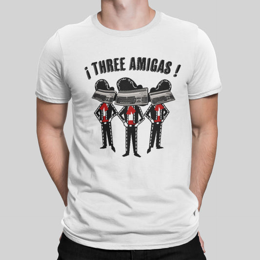 Three Amigas Retro Gaming T-Shirt T-Shirt Seven Squared Small 34-36" White 