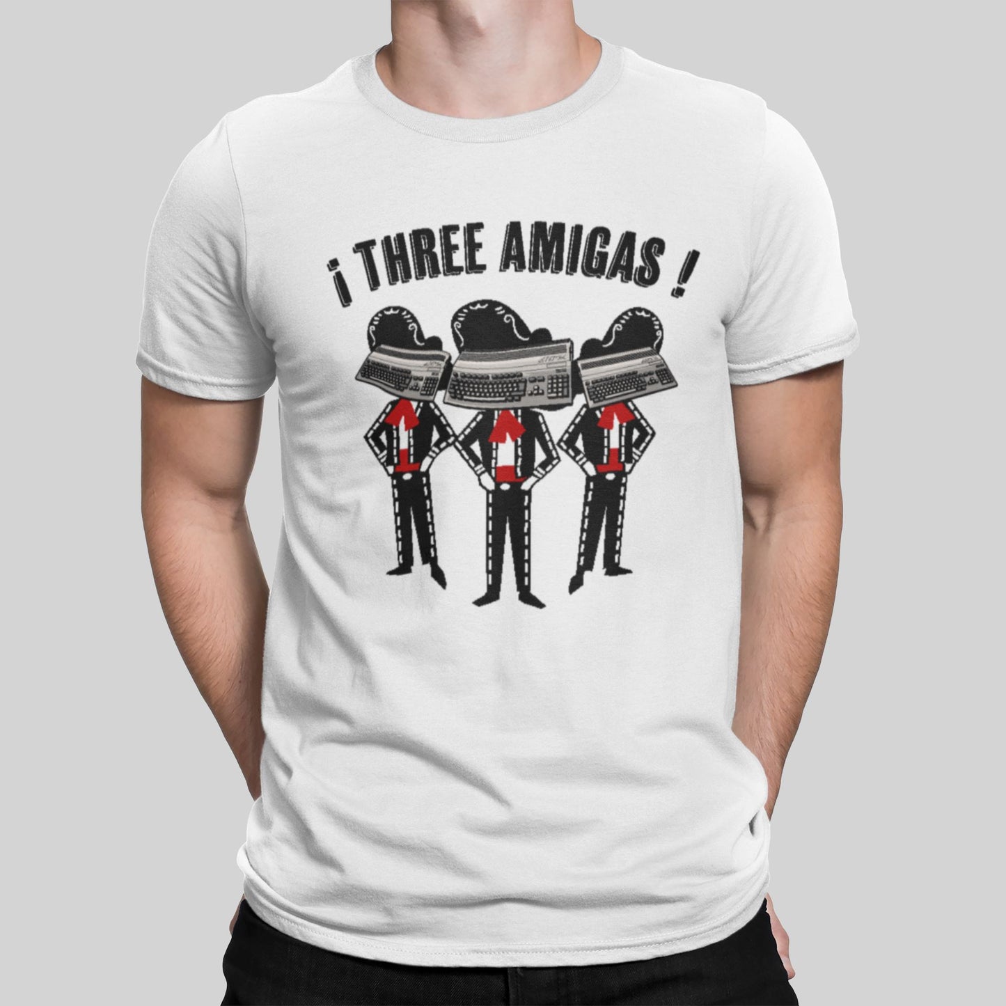 Three Amigas Retro Gaming T-Shirt T-Shirt Seven Squared Small 34-36" White 