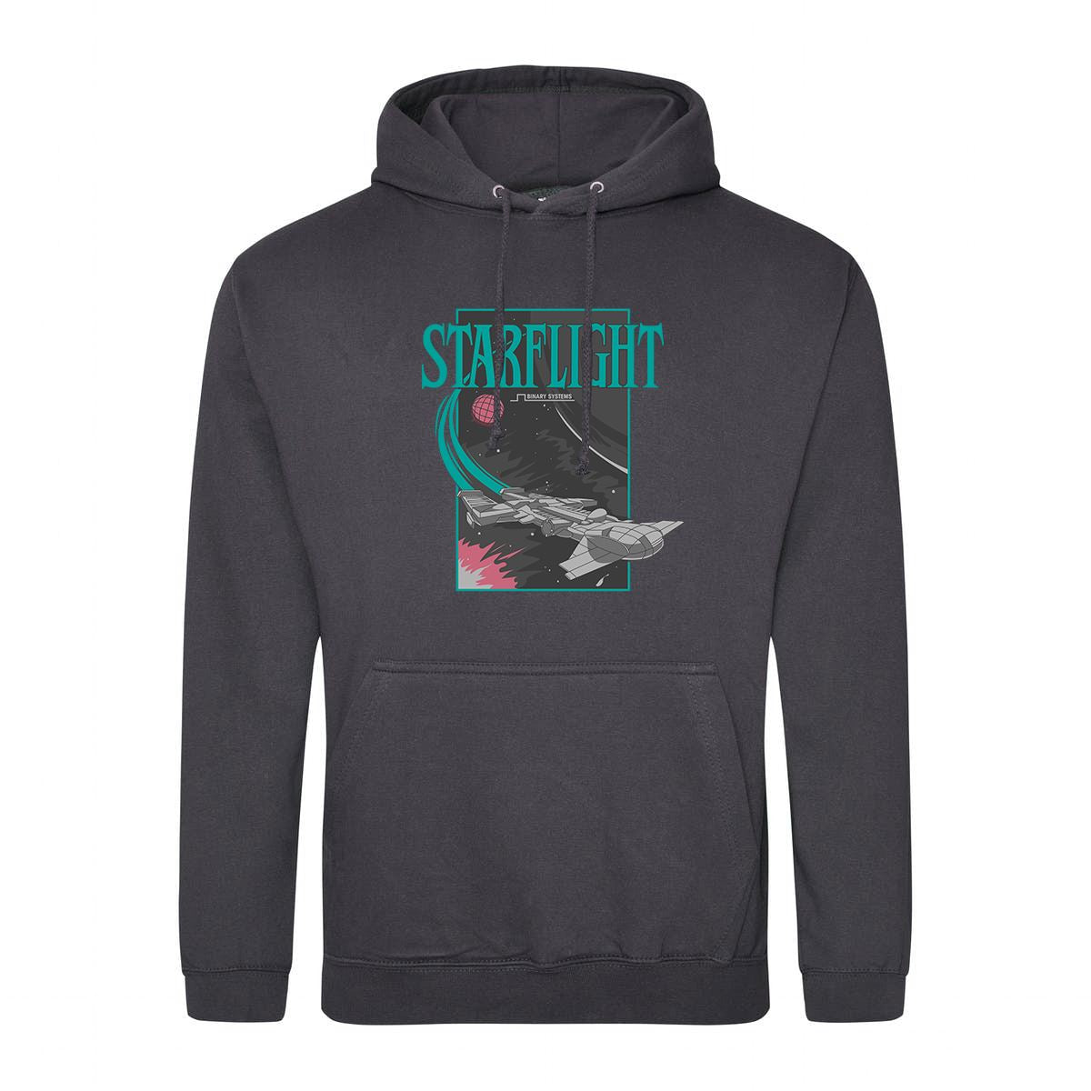 Starflight Retro Gaming Hoodie Hoodie Seven Squared Small 36" Chest Storm Grey 