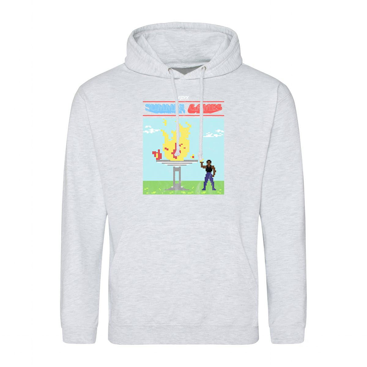 Summer Games Retro Gaming Hoodie Hoodie Seven Squared Small 36" Chest Ash 