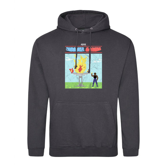 Summer Games Retro Gaming Hoodie Hoodie Seven Squared Small 36" Chest Storm Grey 