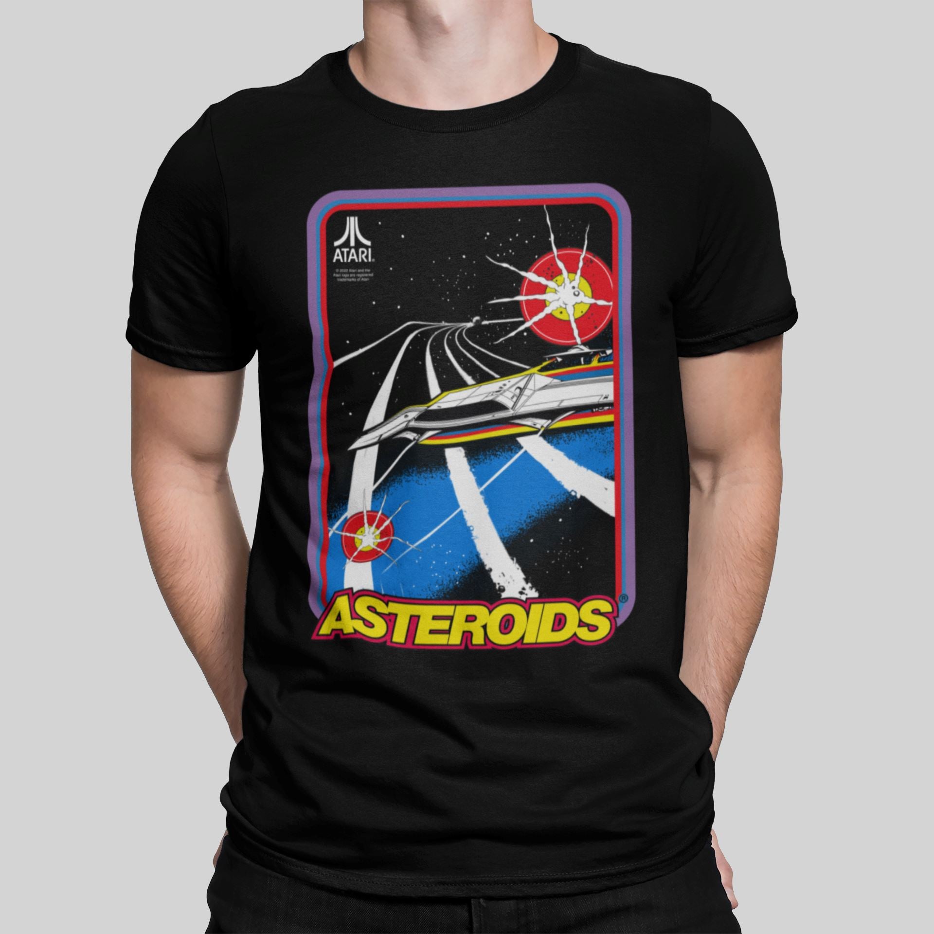 Atari Asteroids Retro Gaming T-Shirt T-Shirt Seven Squared Small 34-36" Black 