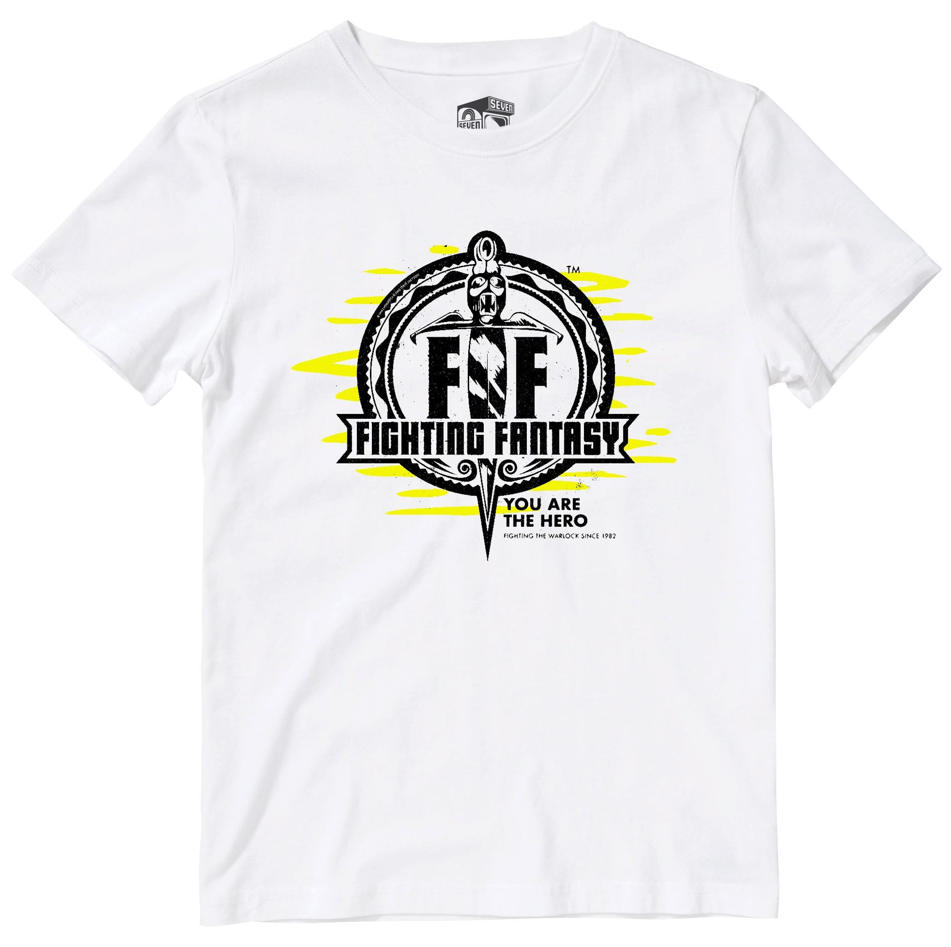 Fighting Fantasy Logo | Retro Gaming T-Shirt T-Shirt Seven Squared Small 34-36" White 