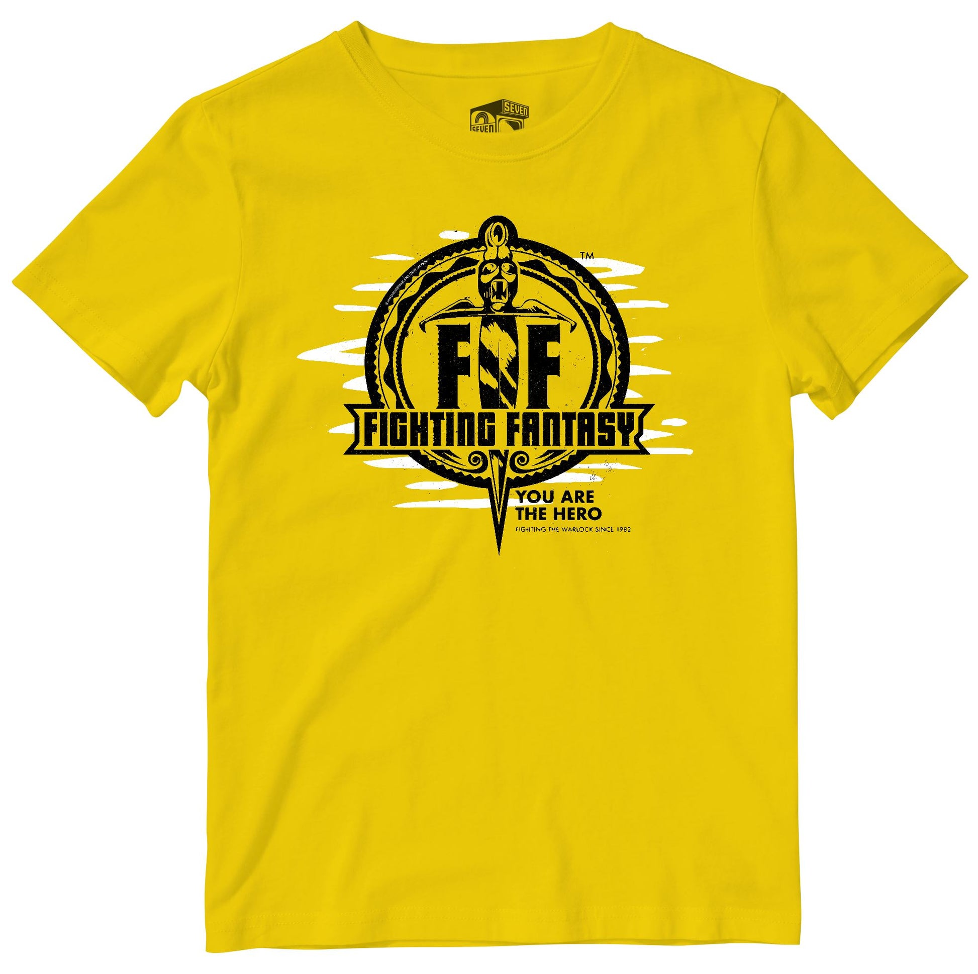 Fighting Fantasy Logo | Retro Gaming T-Shirt T-Shirt Seven Squared Small 34-36" Yellow 