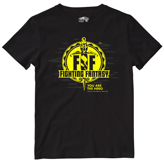 Fighting Fantasy Logo | Retro Gaming T-Shirt T-Shirt Seven Squared Small 34-36" Black 