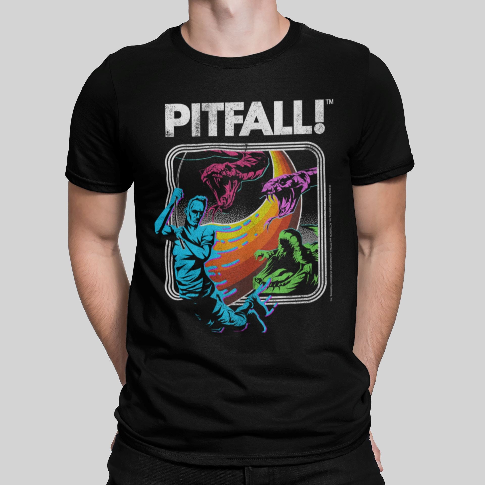 Pitfall Retro Gaming T-Shirt T-Shirt Seven Squared Small 34-36" Black 