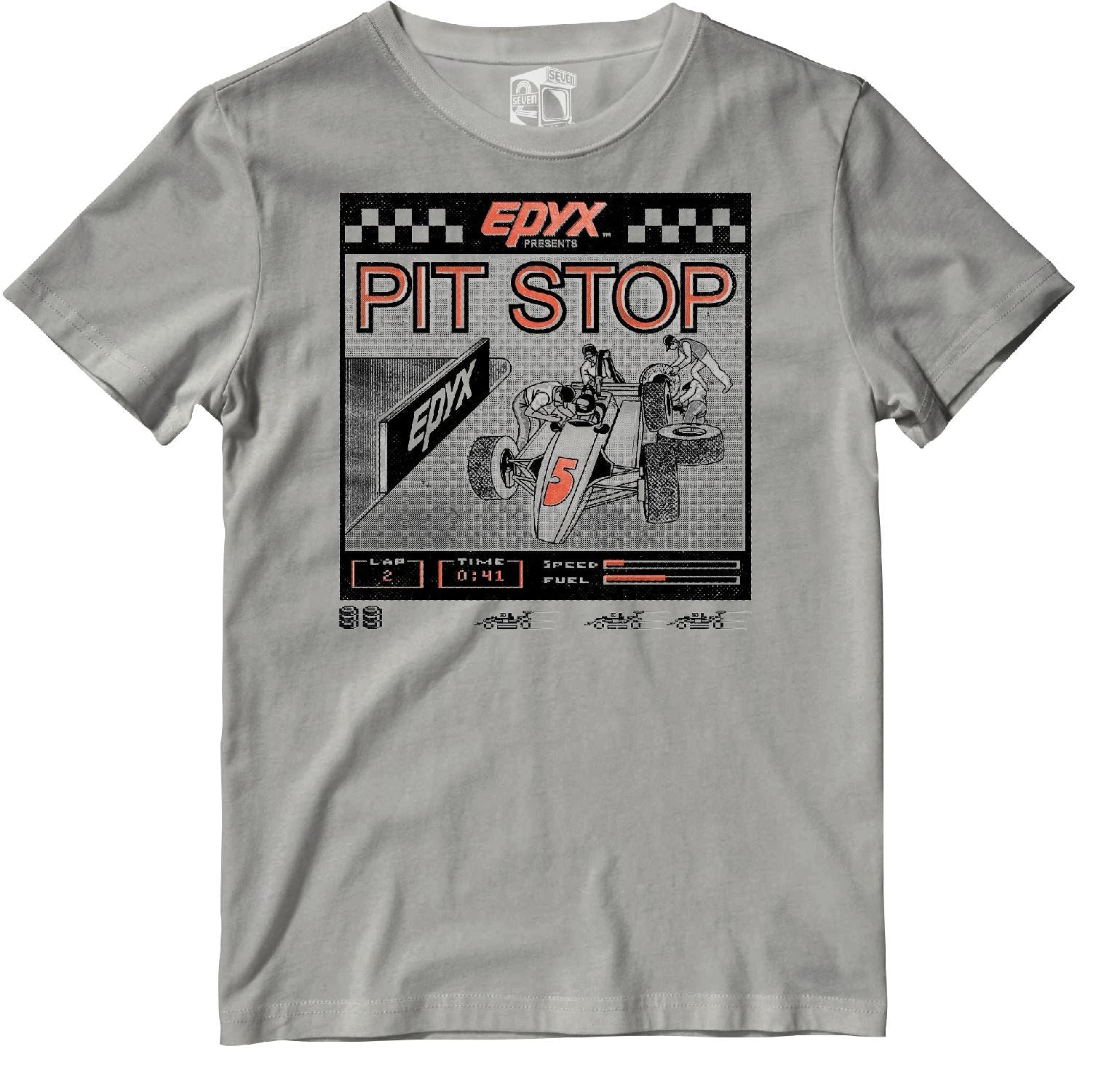 Pit Stop Retro Gaming Kids T-Shirt Kids T-Shirt Seven Squared 3-4 Years Light Grey 
