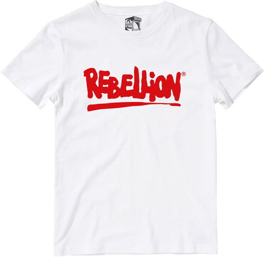Rebellion Logo Retro Gaming T-Shirt T-Shirt Seven Squared Small 34-36" White 