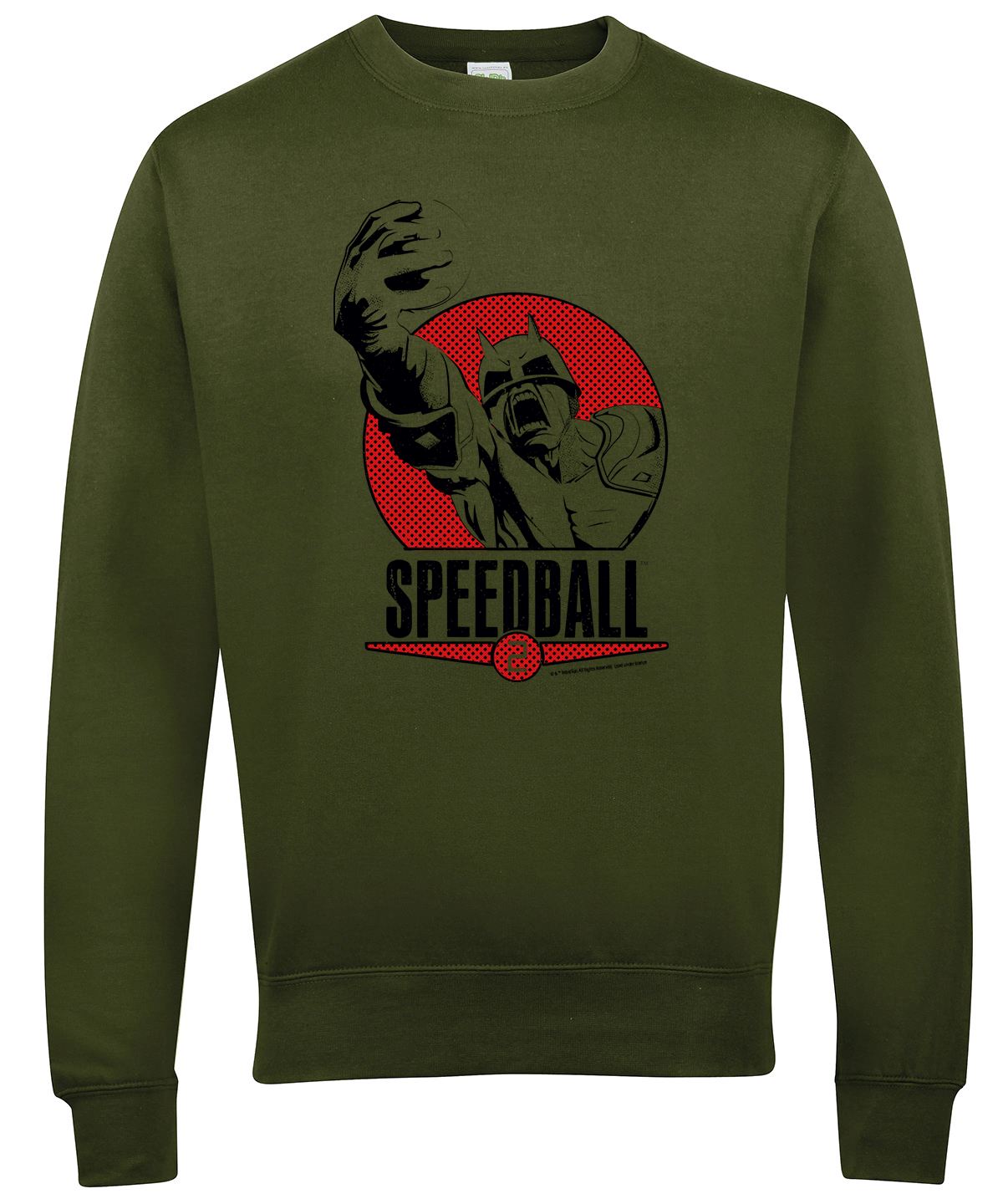 Speedball 2 Box Art Style Retro Gaming Sweatshirt Sweatshirt Seven Squared Small Olive Green 