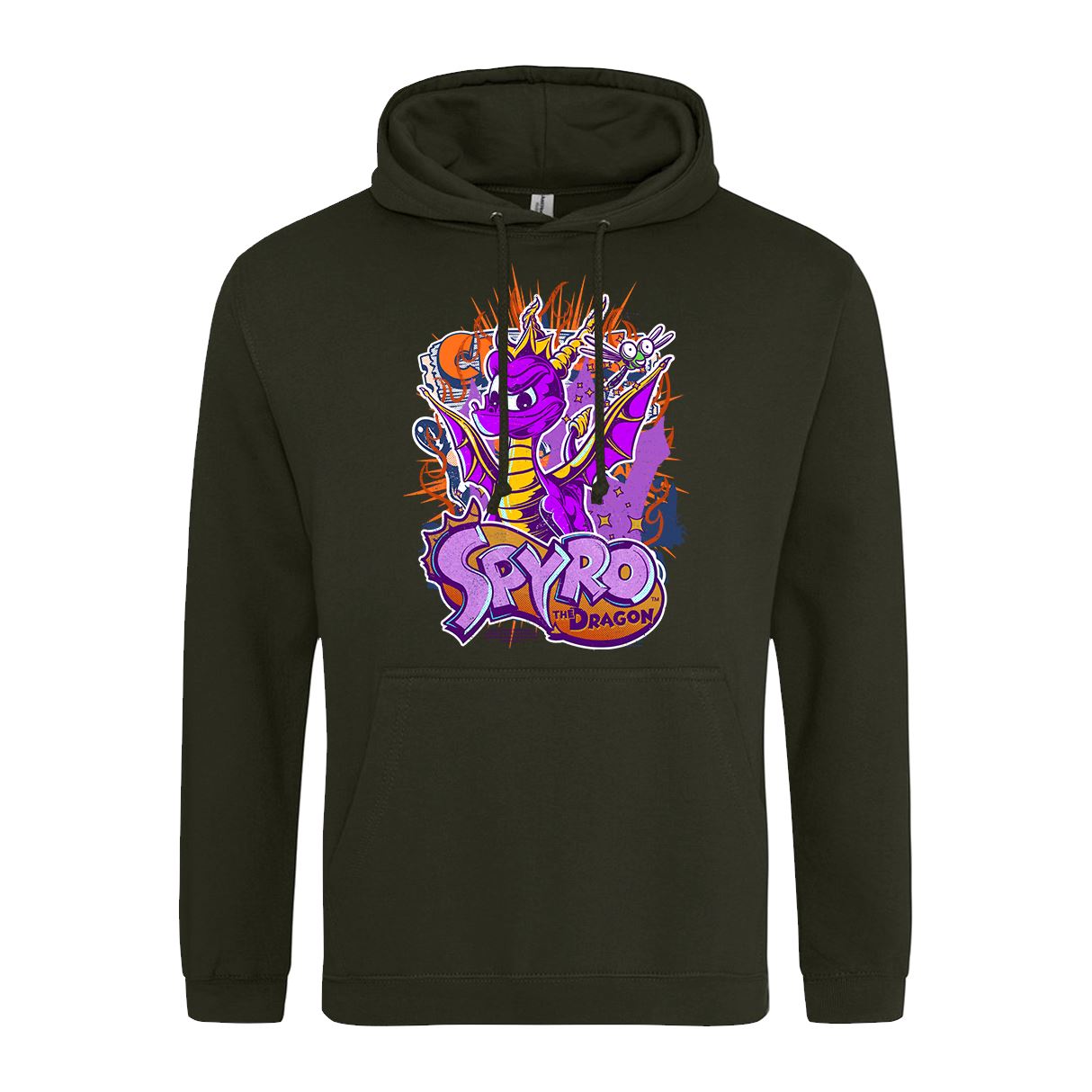 Spyro The Dragon Retro Gaming Hoodie Hoodie Seven Squared Small 36" Chest Combat Green 