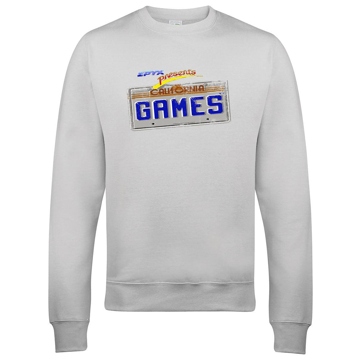 California Games 'License Plate' Retro Gaming Sweatshirt Sweatshirt Seven Squared Small Ash 