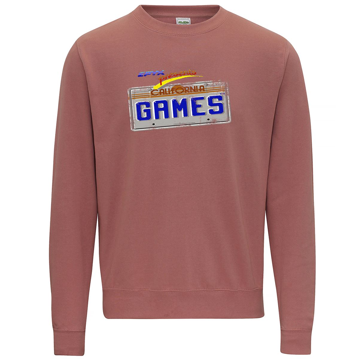California Games 'License Plate' Retro Gaming Sweatshirt Sweatshirt Seven Squared Small Dusty Pink 