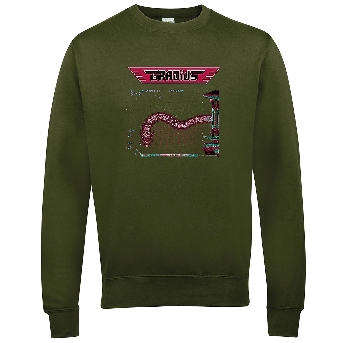 Gradius Retro Gaming Sweatshirt Sweatshirt Seven Squared Small Olive Green 
