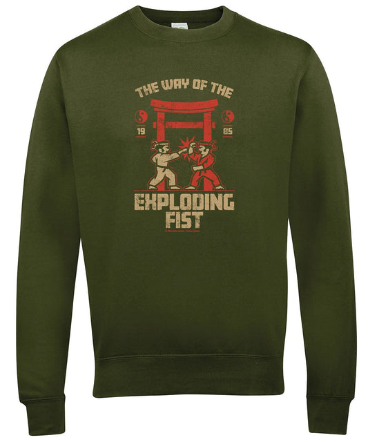 Way Of The Exploding Fist Retro Gaming Sweatshirt Sweatshirt Seven Squared Small Olive Green 