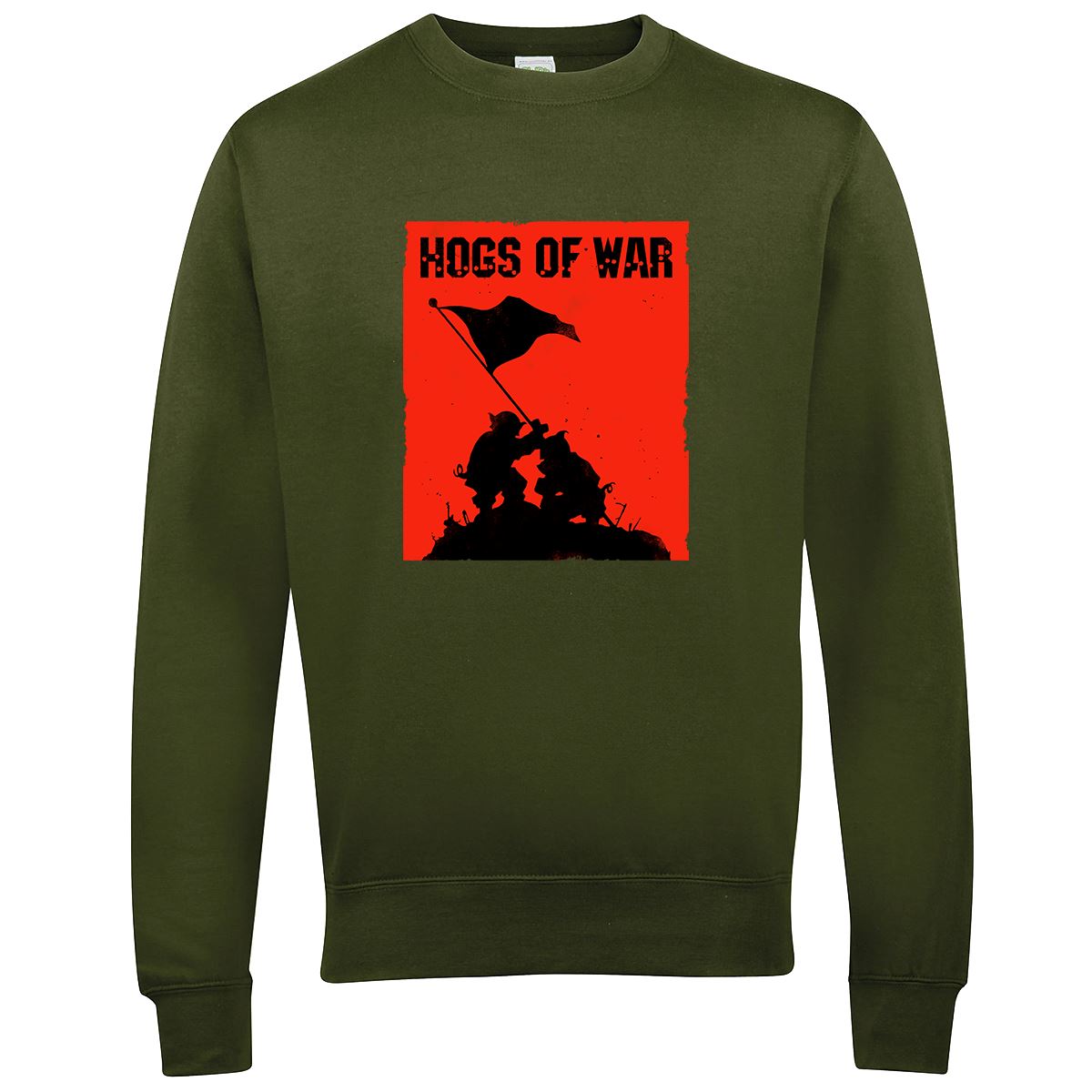 Hogs Of War Raising The Flag Retro Gaming Sweatshirt Sweatshirt Seven Squared Small Olive Green 
