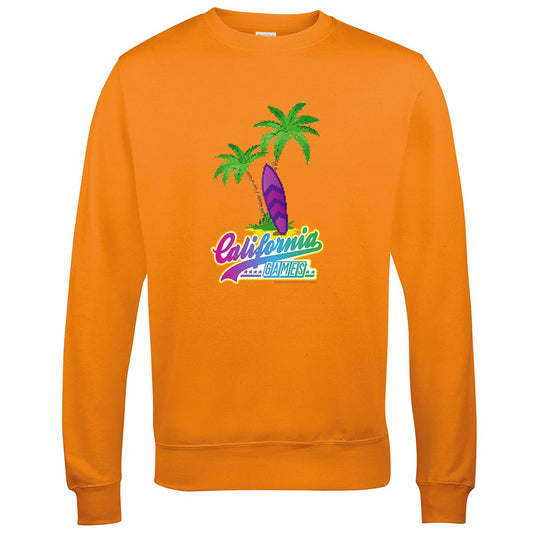 California Games Palm Retro Gaming Sweatshirt Sweatshirt Seven Squared Small Orange Crush 