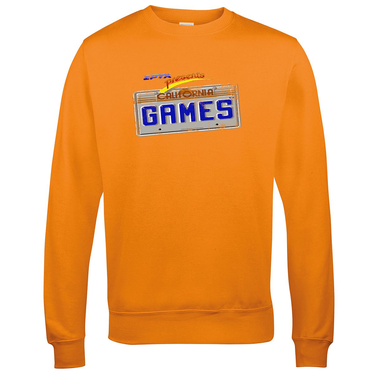 California Games 'License Plate' Retro Gaming Sweatshirt Sweatshirt Seven Squared Small Orange Crush 