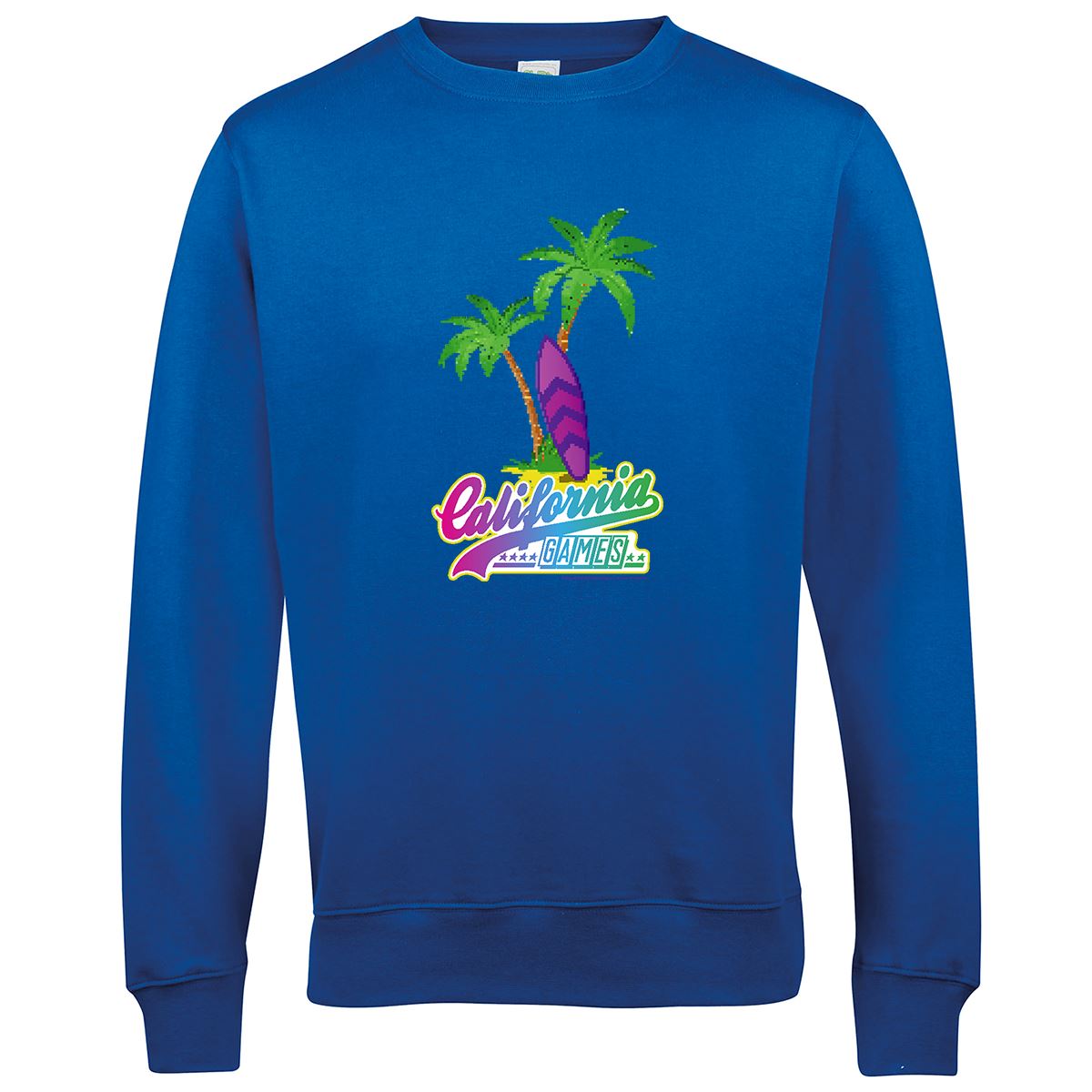 California Games Palm Retro Gaming Sweatshirt Sweatshirt Seven Squared Small Royal Blue 