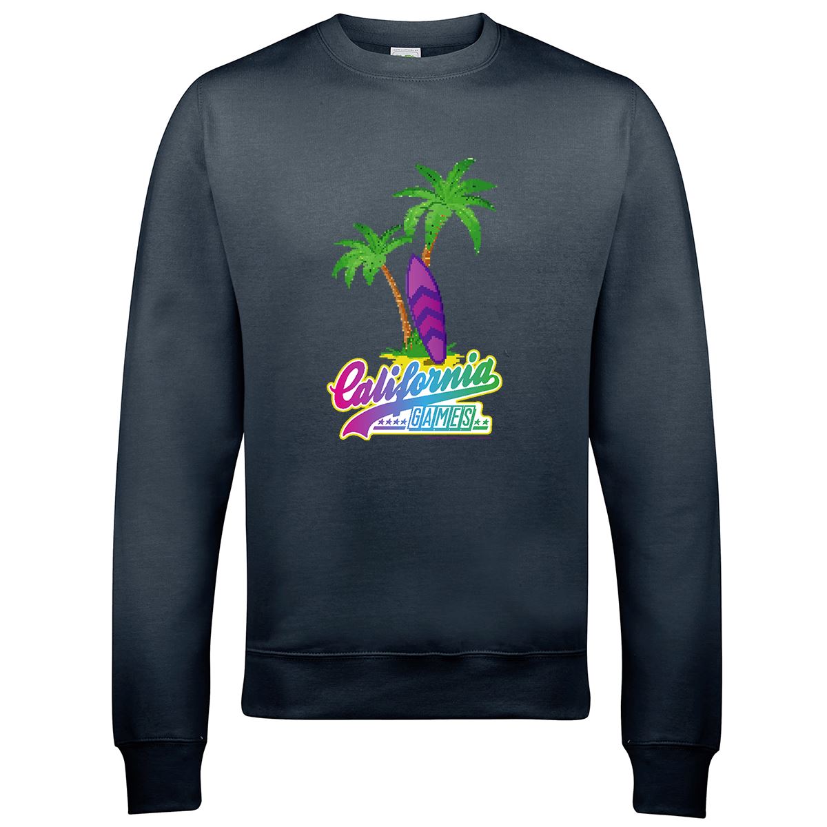 California Games Palm Retro Gaming Sweatshirt Sweatshirt Seven Squared Small Storm Grey 
