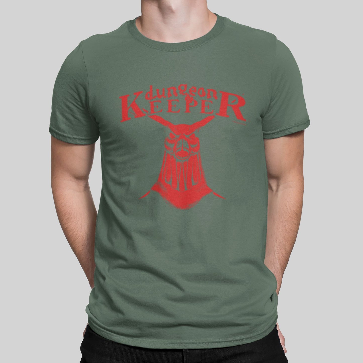 Dungeon Keeper Retro Gaming T-Shirt SIOW Edition T-Shirt Seven Squared Small 34-36" Military Green 